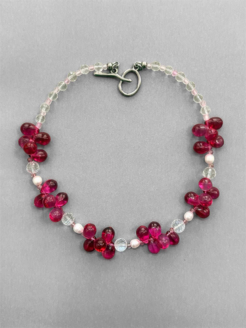 Raspberry  Rain Drop Necklace