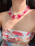 Raspberry  Rain Drop Necklace