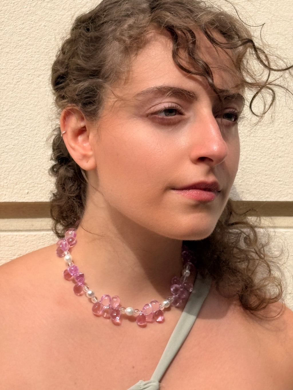 Pink Rain Drop Necklace