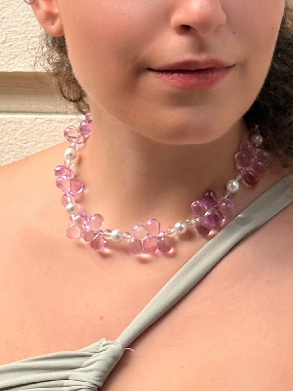 Pink Rain Drop Necklace